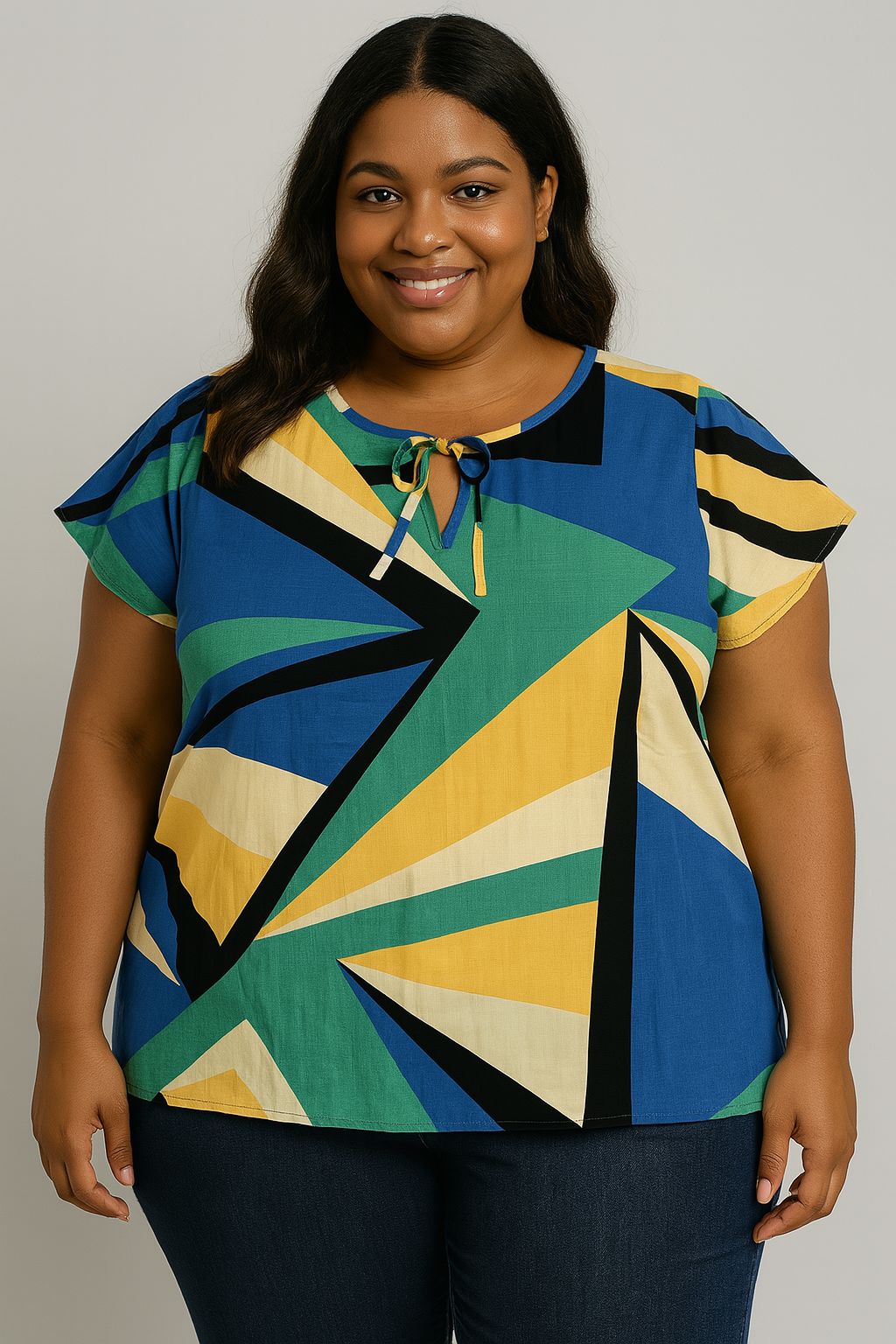 BLUSA ACÁCIA GEOMÉTRICA AQUARELA