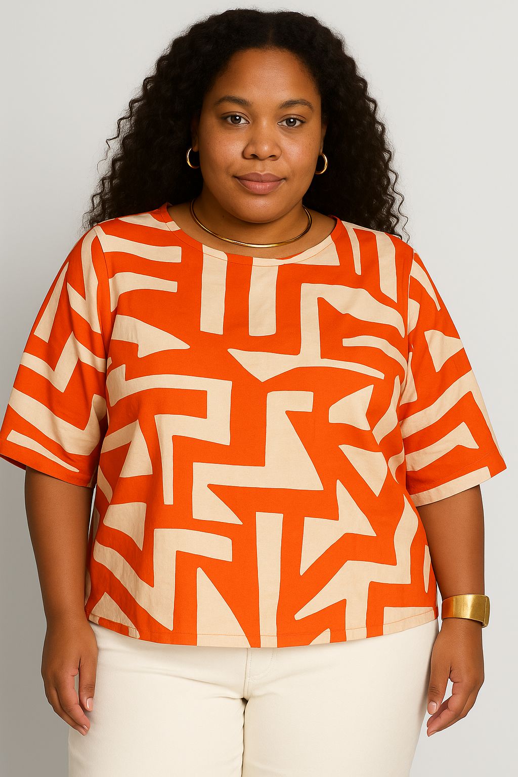 BLUSA GIRASSOL LARANJA BEGE