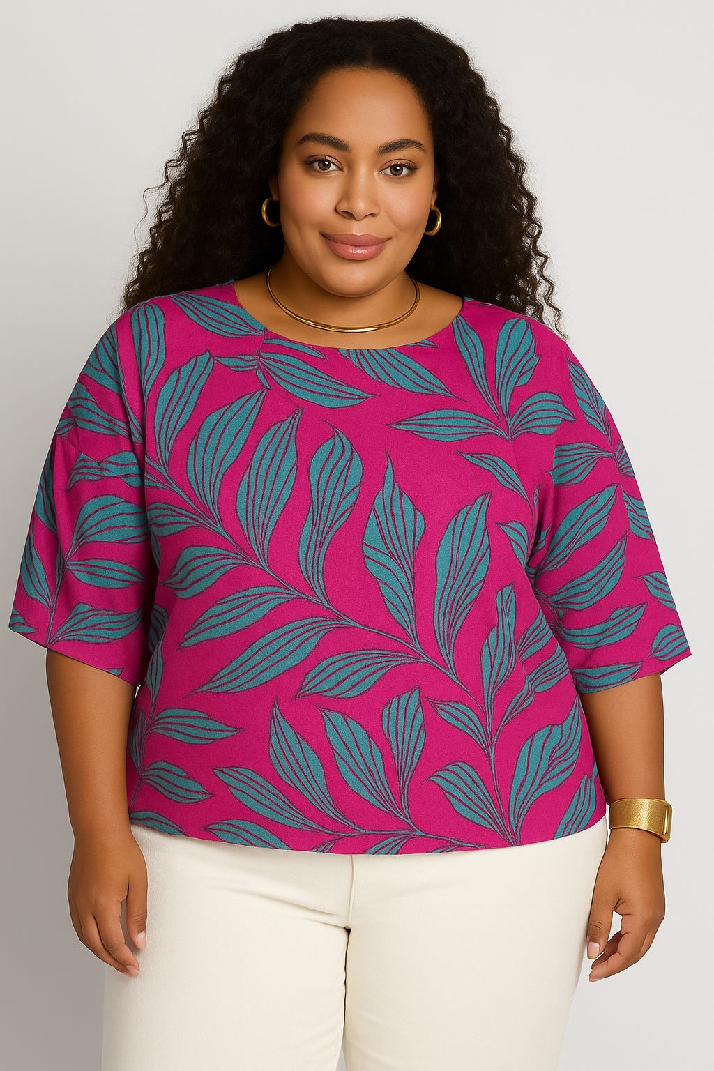 BLUSA GIRASSOL ROSA E VERDE