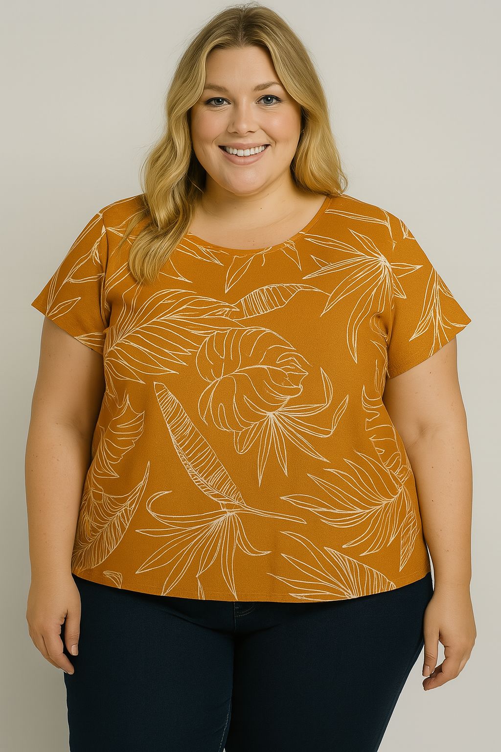 BLUSA HORTÊNSIA LARANJA FLORAL